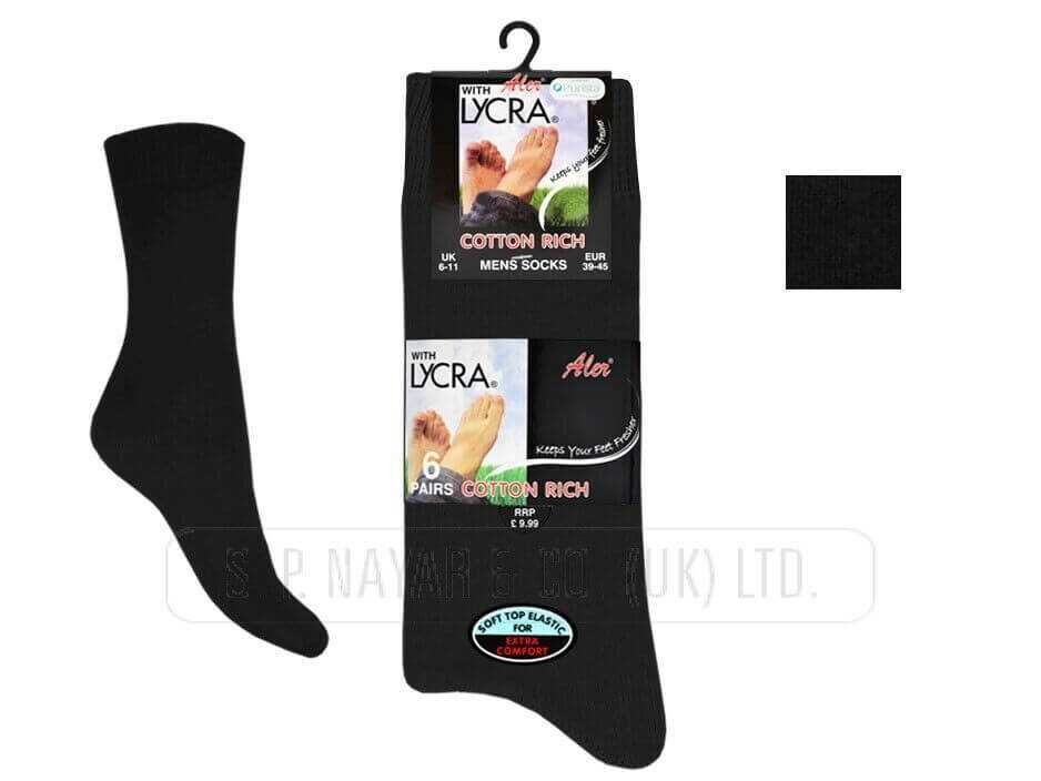 Cotton Socks For Men  MEN'S ALER 6 PAIR PACK COTTON LYCRA SOCKS - Comfyfit ltd