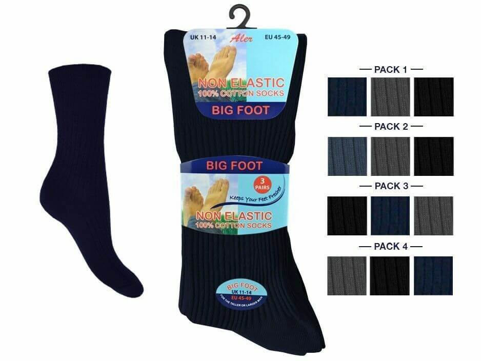 COTTON SOCKS FOR MEN MEN'S ALER BIG FOOT NON ELASTIC 100% COTTON SOCKS