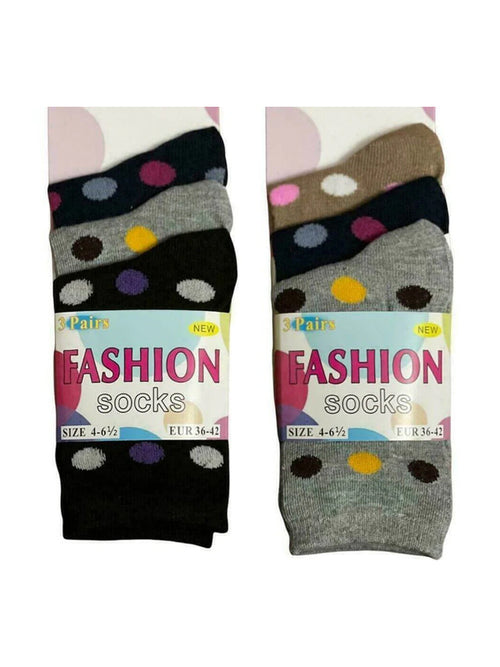 12 PAIRS WOMEN'S MULTICOLOURED DESIGN SOCKS COTTON BLEND DESIGNER ADULTS 4-7