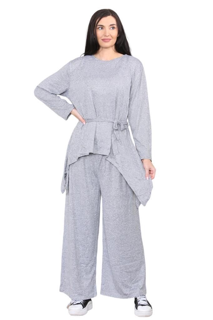 Womens 2 PC knitted Waterfall Hanky Suit Set