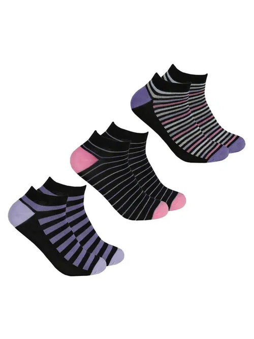 6 PAIRS LADIES BAMBOO TRAINER LINER STRIPE DESIGN SOCKS WOMEN TRAINERS SOCKS