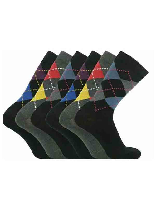 ARGYLE SOCKS MENS DIAMOND ARGYLE SOCKS MULTI COLOUR EVERYDAY SMART CA