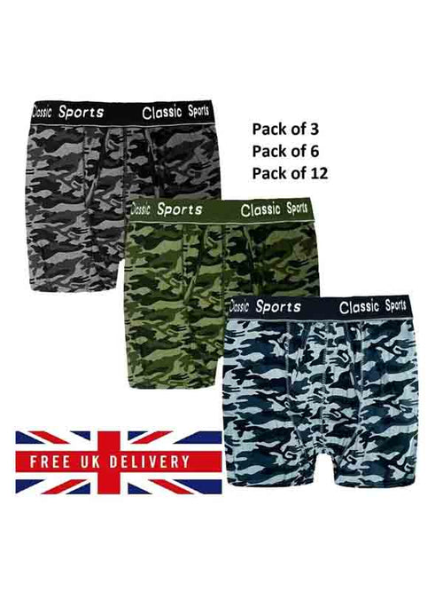 BEST BOXERS FOR MEN CLASSIC SPORTS CAMOUFLAGE UNDERWEAR ARMY COTTON RICH BREIFS
