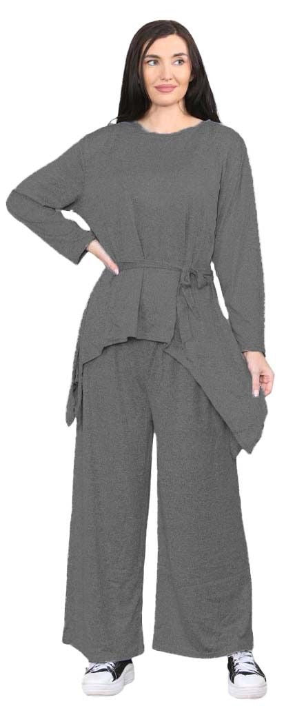 Womens 2 PC knitted Waterfall Hanky Suit Set