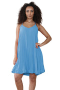 Women summer Dress Italian Pleated V Neck Cami Swing
