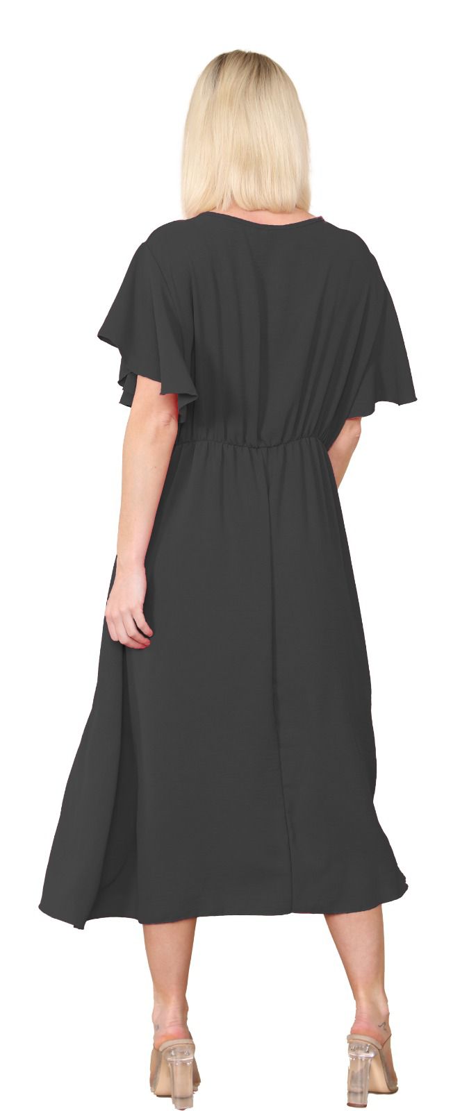 Women Italian dress Wrap Over Frill Sleeve Summer  Dress