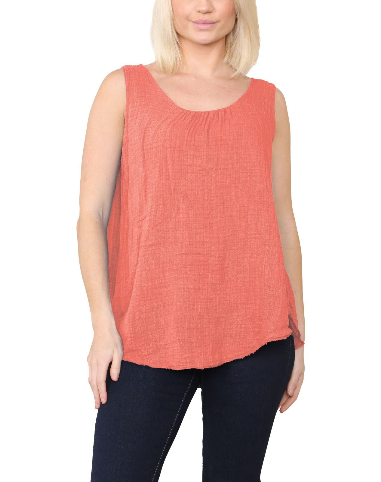 Women Italian Top Sleeveless Ruched Vest Top
