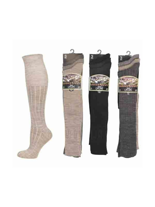 MEN'S Long Length Lambs Wool Blend Lycra Boot Socks S