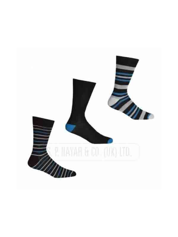 Men's Bamboo Stripe Design Heel And Toe Super Soft Socks Size