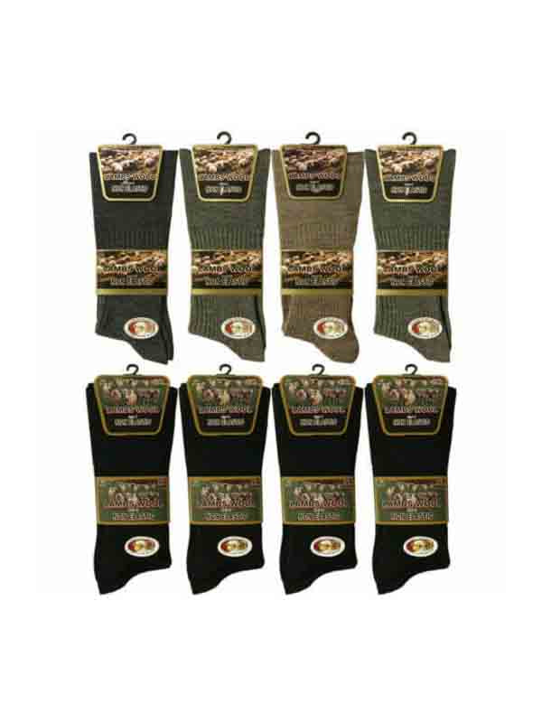 Men's Ribbed Lamb's Wool Blend Non-Elastic Wider Top Socks 