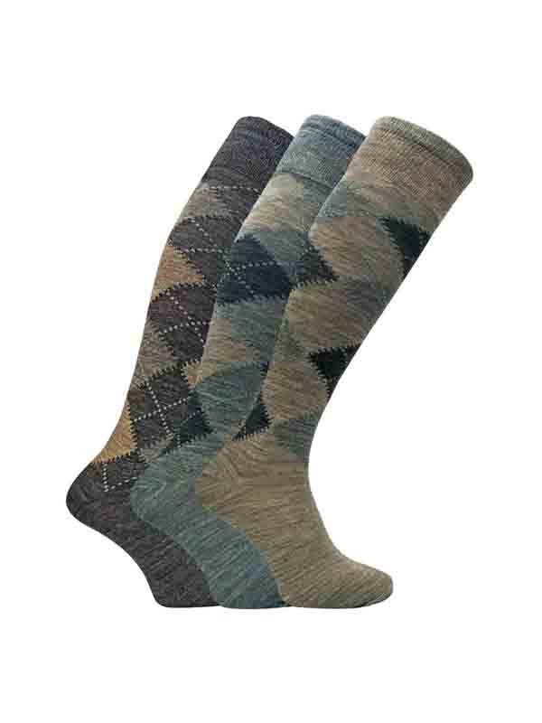 MEN'S LONG LENGTH LAMBS WOOL ARGYLE FANCY SOCKS