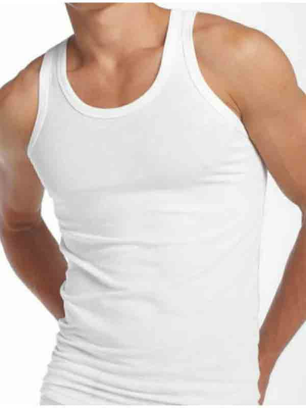 Mens White Vest MEN'S ORGANIC COTTON SINGLE JERSEY WHITE VEST