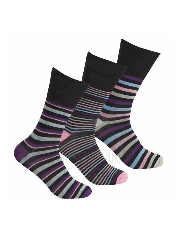 NEW LADIES BAMBOO NON ELASTIC STRIPE DESIGN SOCKS SOFT WINTER WARM SOCKS