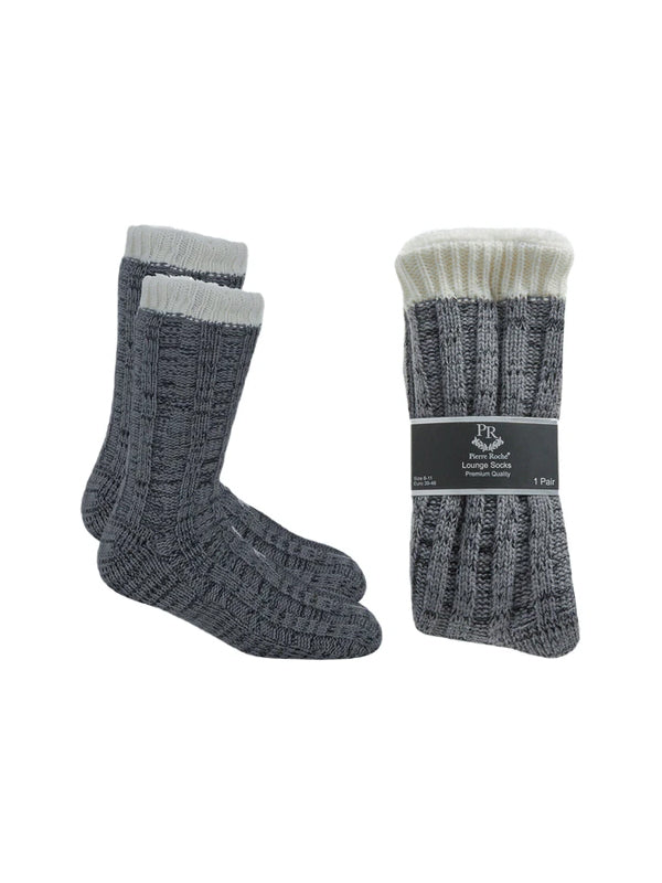 NEW WOMENS PIERRE ROCHE CHUNKY LOUNGE GRIPPER SOCKS FLEECE LINED SLIPPER SOCKS