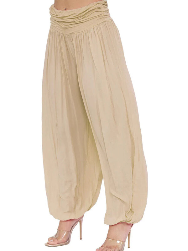 New Women's Plain Italian Baggy Harem Alibaba Long Trouser Pants One Size Fit UK