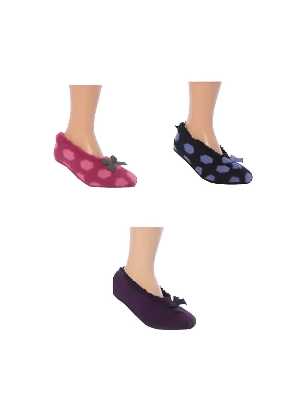 Slipper Socks Women Cozzes Sherpa Fleece Lined Dots Gripper Size 4-7 UK