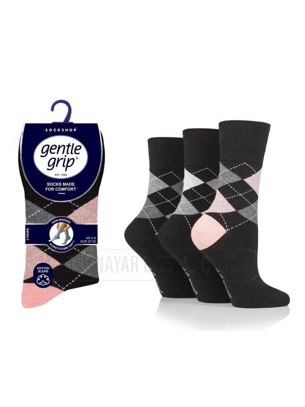 12 Pairs Ladies Gentle Grip® Bamboo Non Binding Blend Non Elastic Sock Size 4-8