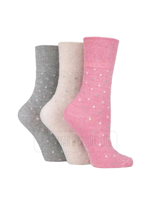 NEW LADIES GENTLE GRIP 6 PAIR DOT NON ELASTIC SOCKS  DIABETIC WINTER WARM SOCKS