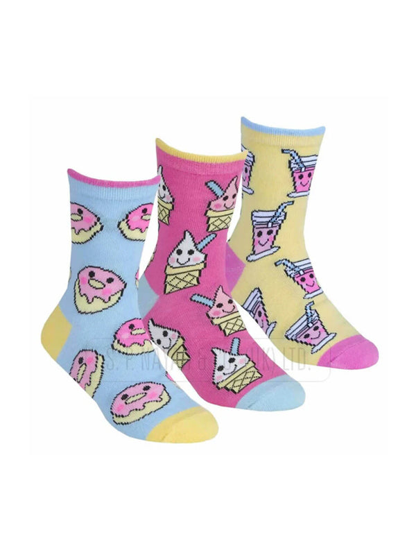 NEW LADIES 6 PACK FANCY FUN FOOD DESIGN SHORT SOCKS WINTER WARM SOCKS