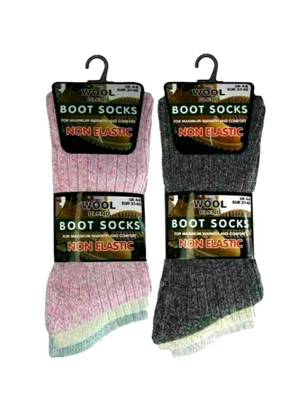 Boot Socks Women 6 Pairs Thick Cushion Sole Wool Blend  Walking Hiking Ski Sock