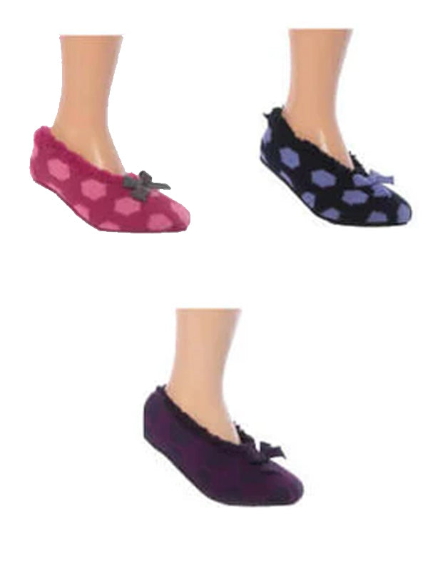 Slipper Socks Women Cozzes Sherpa Fleece Lined Dots Gripper Size 4-7 UK