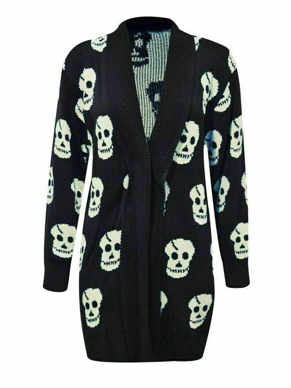 Womens Jumpers women's Knitted Skull Cardigan Jumper Cardigan Winter Halloween Lot