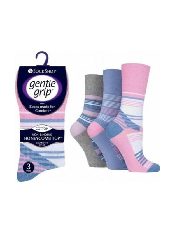 Womens Socks Gentle Grip Socks Honeycomb Top Non binding Soft Socks UK 4-8