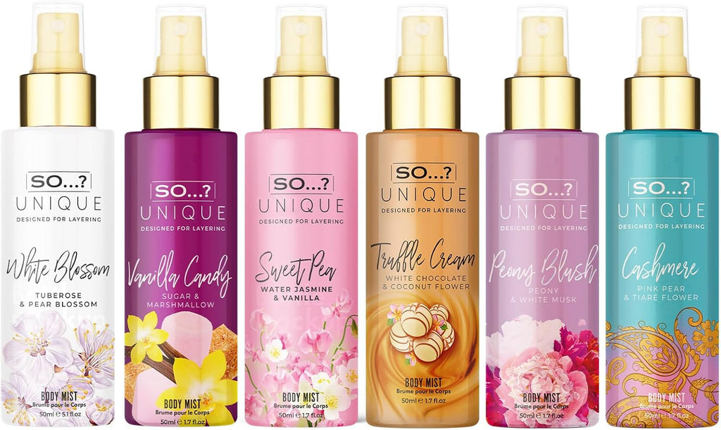 SO Unique Grande Womens Mini Mist Gift Set, Body Mist Fragrance Spray (6x50ml)