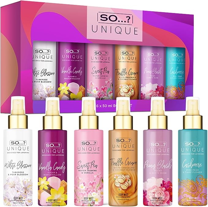 SO Unique Grande Womens Mini Mist Gift Set, Body Mist Fragrance Spray (6x50ml)