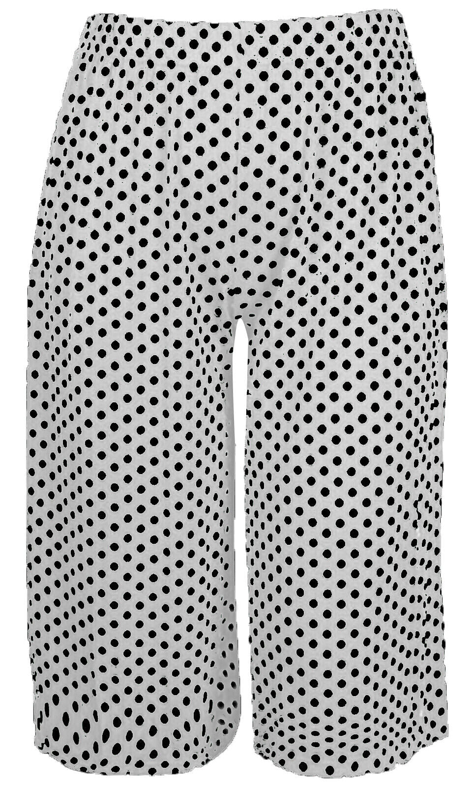 Ladies Womens Elasticated Stretch Print Wide Leg Culottes Shorts
