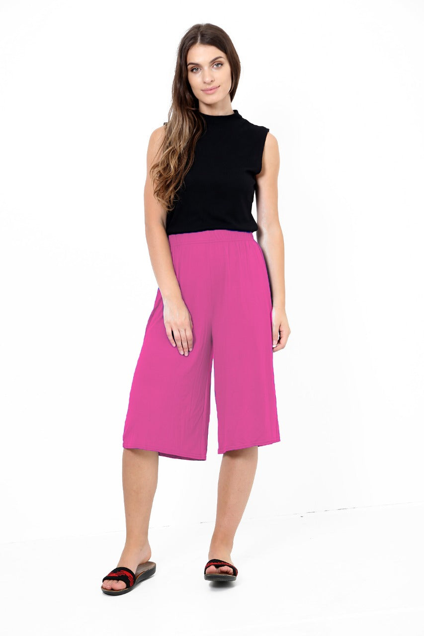 Womens ¾ Short Plazzo Wide Leg Culottes Trouser