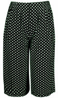 Ladies Womens Elasticated Stretch Print Wide Leg Culottes Shorts