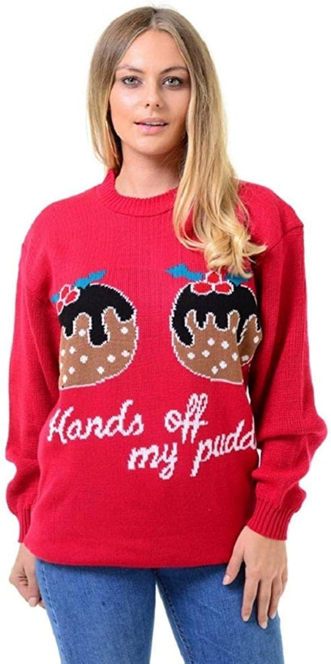 Chritmas Jumpers for ladies Hands on my pudding