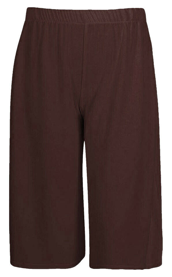 Womens ¾ Short Plazzo Wide Leg Culottes Trouser