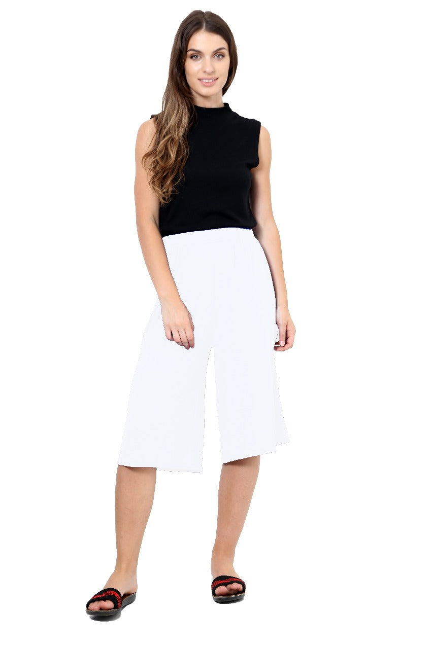 Womens ¾ Short Plazzo Wide Leg Culottes Trouser