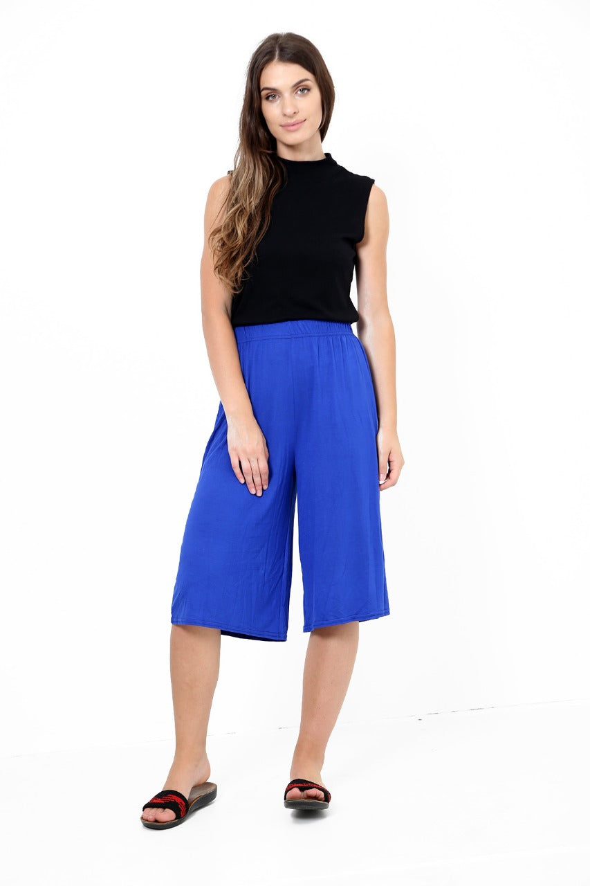 Womens ¾ Short Plazzo Wide Leg Culottes Trouser