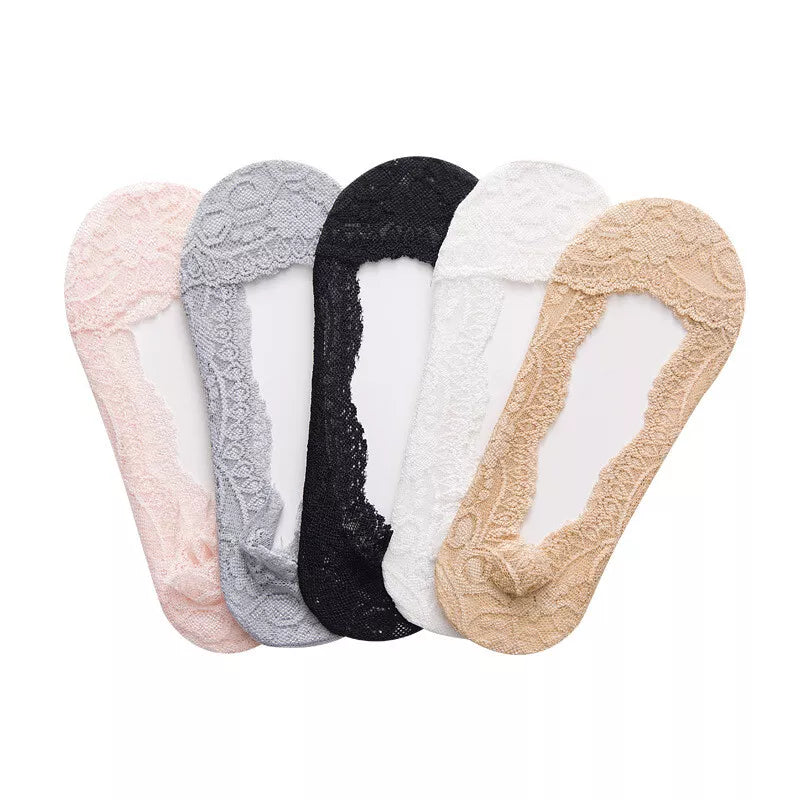 Women No-Show Socks | Shoe Liners Sock Laced Ballet Invisible Ladies Skin 5 COLOURS