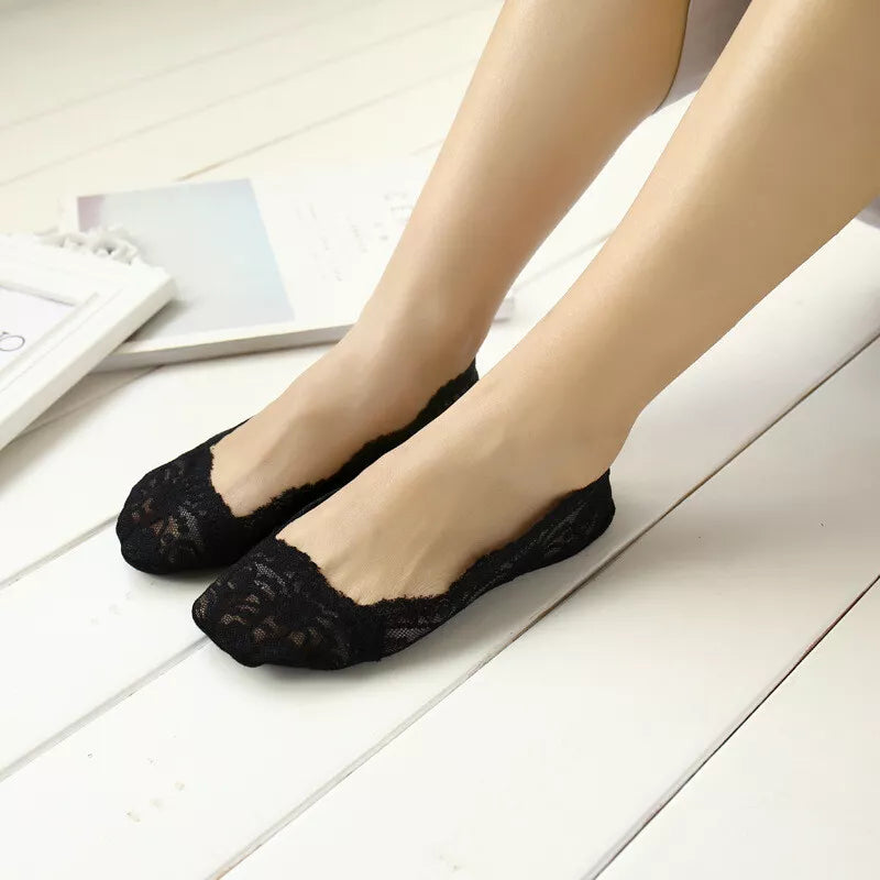 Women No-Show Socks | Shoe Liners Sock Laced Ballet Invisible Ladies Skin 5 COLOURS