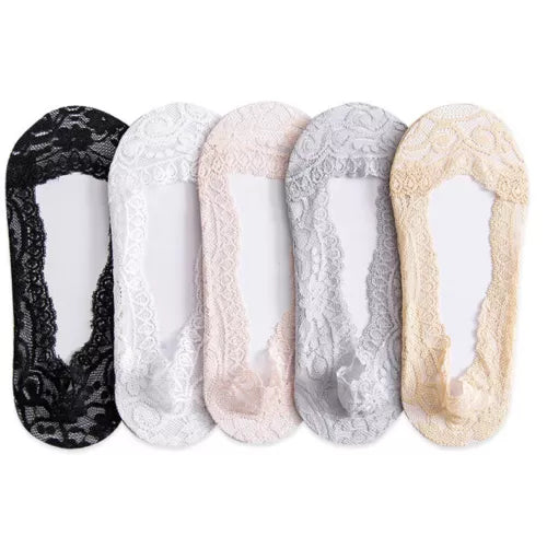 Women No-Show Socks | Shoe Liners Sock Laced Ballet Invisible Ladies Skin 5 COLOURS