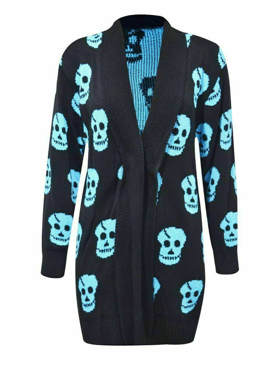 Womens Jumpers women's Knitted Skull Cardigan Jumper Cardigan Winter Halloween Lot - Comfyfit ltd