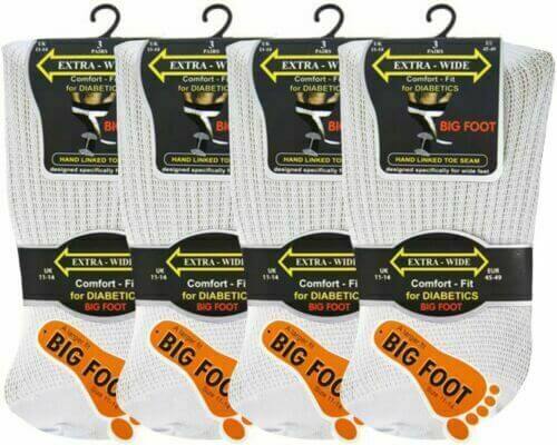 MEN'S EXTRA WIDE BIG FOOT OR REGULAR SOCKS WIDE TOP COMFORT FIT SOCKS 6,3 PAIRS