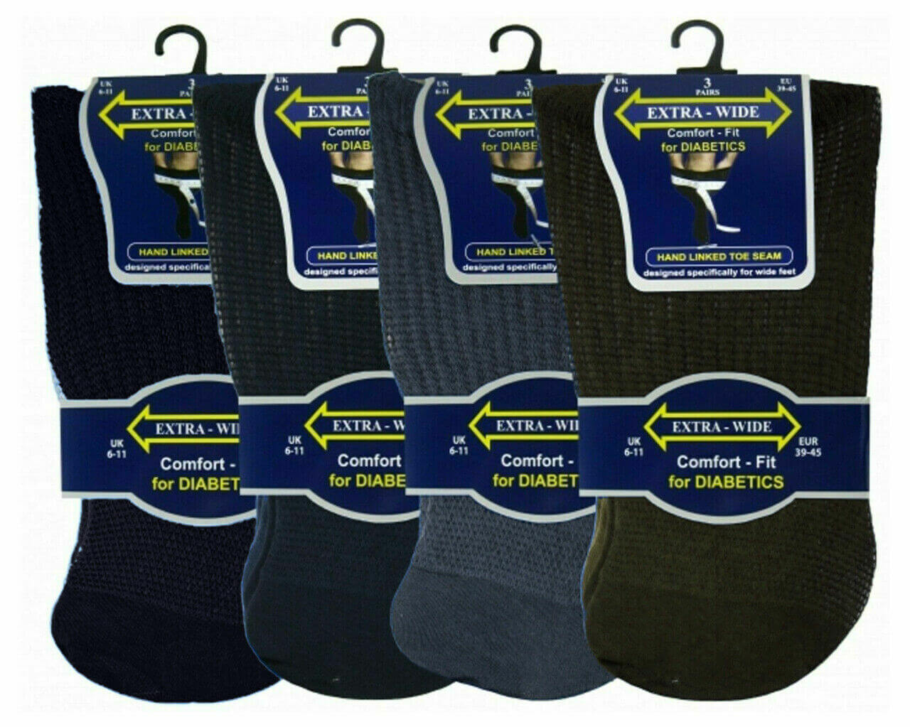 MEN'S EXTRA WIDE BIG FOOT OR REGULAR SOCKS WIDE TOP COMFORT FIT SOCKS 6,3 PAIRS