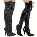 Girls Thigh High Boots Ladies Over The Knee Fetish Front Lace Heel Sizes 3-12