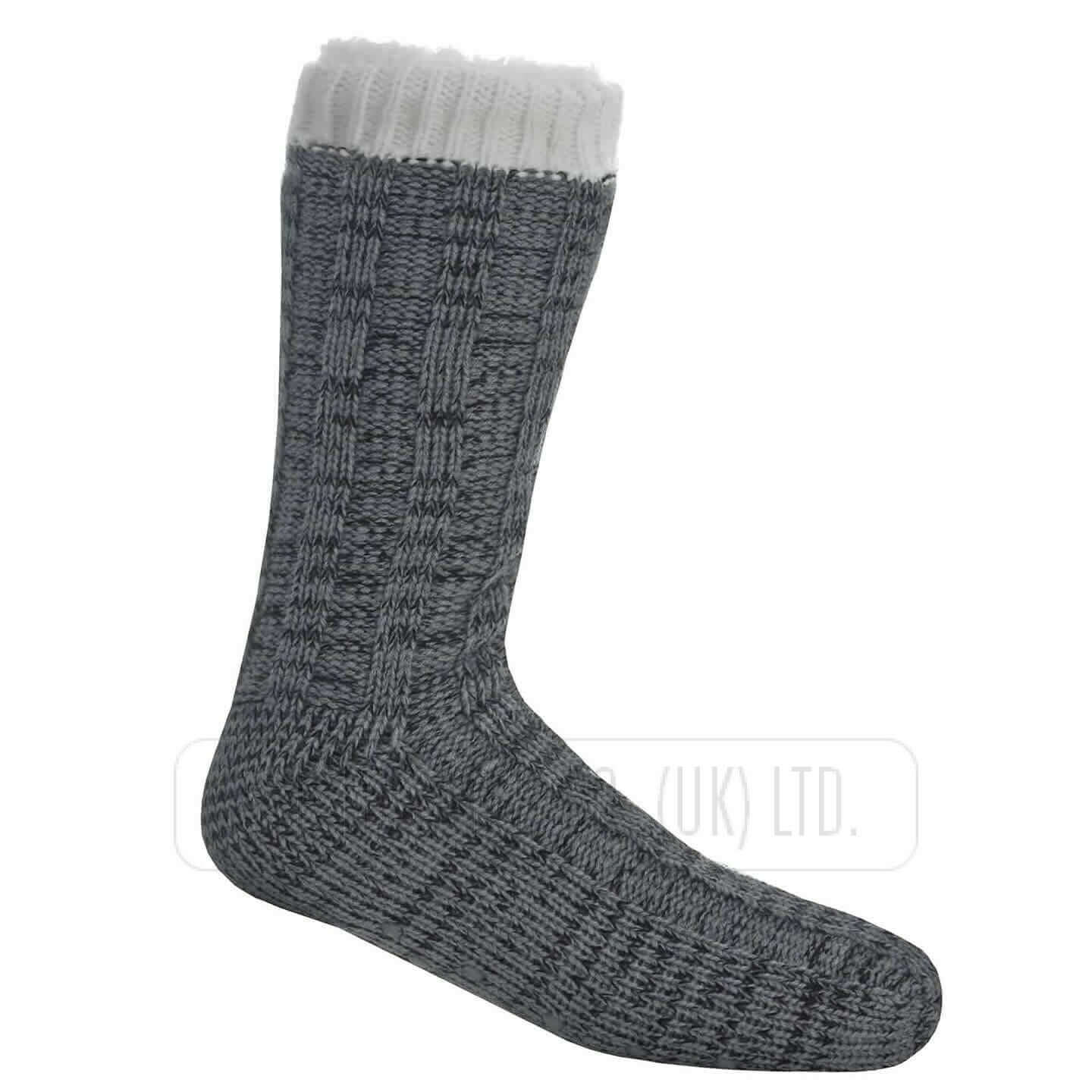 NEW MEN'S PIERRE ROCHE CHUNKY LOUNGE GRIPPER SOCKS FLEECE LINED SLIPPEER SOCKS
