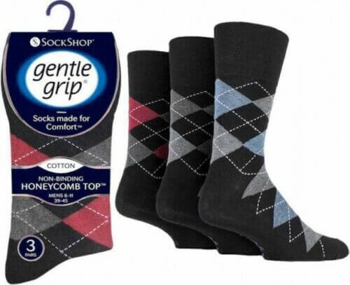 3 Pairs Mens Gentle Grip Honeycomb Top Soft Non Elastic Diabetic Socks Size 6-11 - Comfyfit ltd