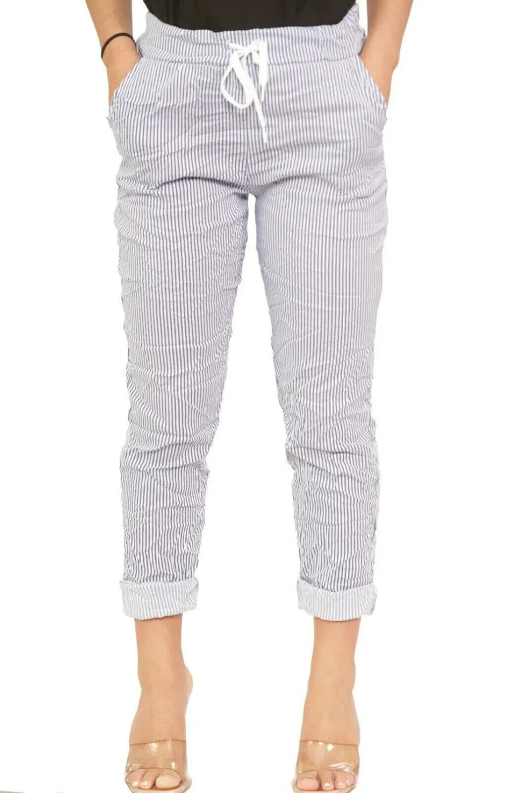 Women's Italian Causal Stretch Magic Polka & Zebra Print Trouser Summer Pants