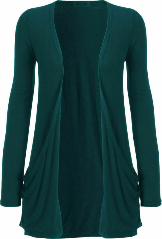 New Women's Long Sleeves Boyfriend Cardigans Top With Open Pockets Size 24-26 UK
