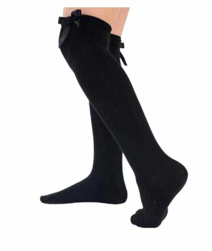 12 Pairs Girl's Cotton Rich Comfortable Knee High Ribbon Bow Style School Socks - Comfyfit ltd