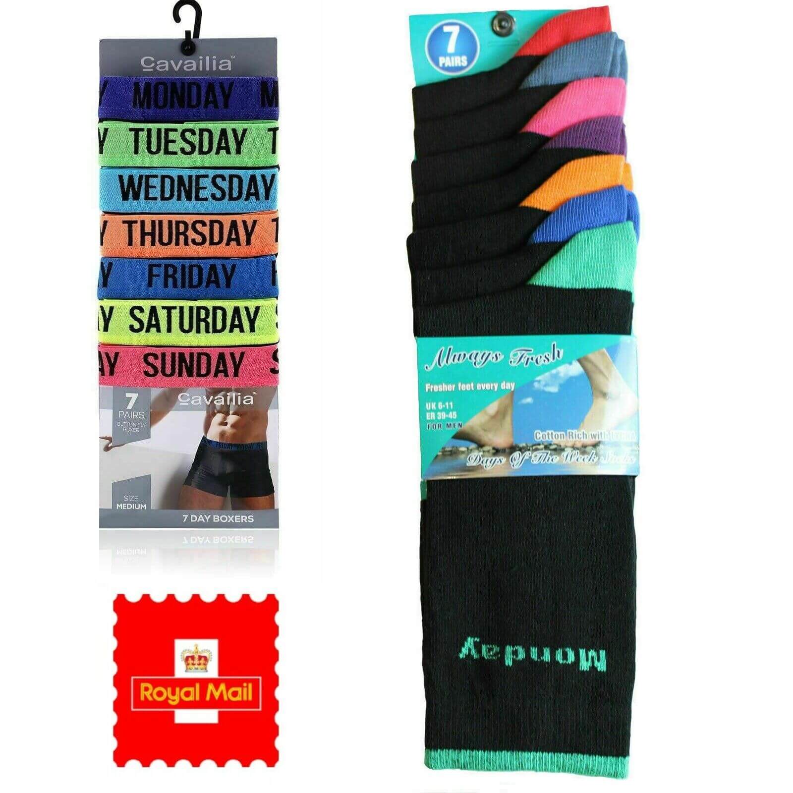 Men's 7 Days Of The Week Comfort Fit Boxer Shorts Underwear & Socks Gift Set