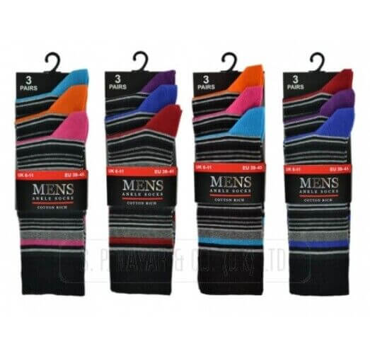 12 Pairs Men's Ankle Everyday Casual Cotton Rich Thin Striped Socks SiProduct Description 
There are no chemicals in bamboo fibres
They are super soft and comfortable
They are anti-bacterial
They eliminate moisture and odour
They are t